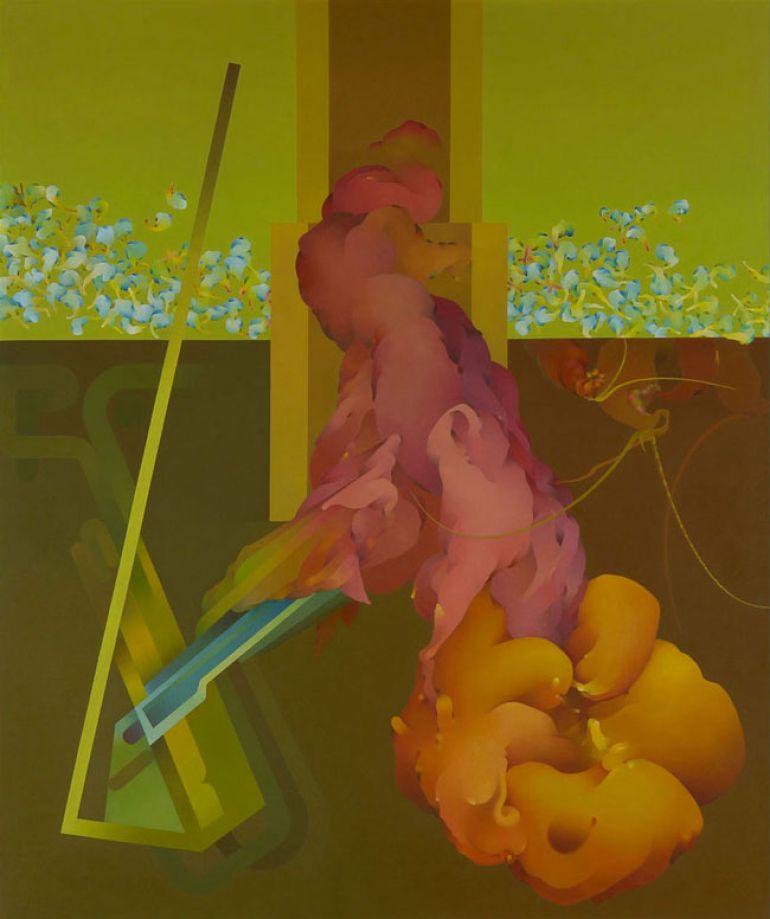 Tronująca wg Giorgione; 1982; olej, płótno; 110x130 