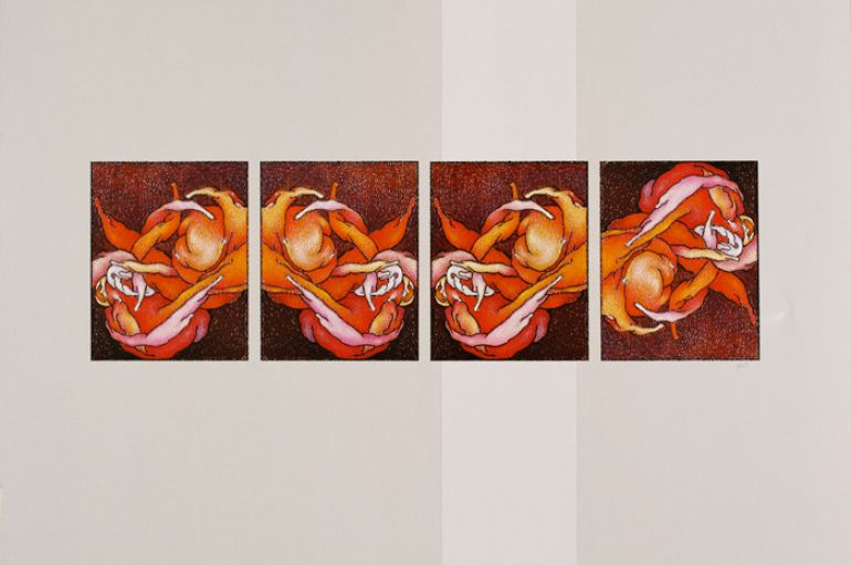 Lusterka Pana Lao; 1997; kredki świecowe, karton; 60x40