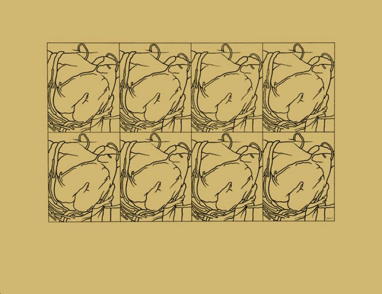 30 ptaków Simurga 2; 1996; ołówek, karton; 50x40